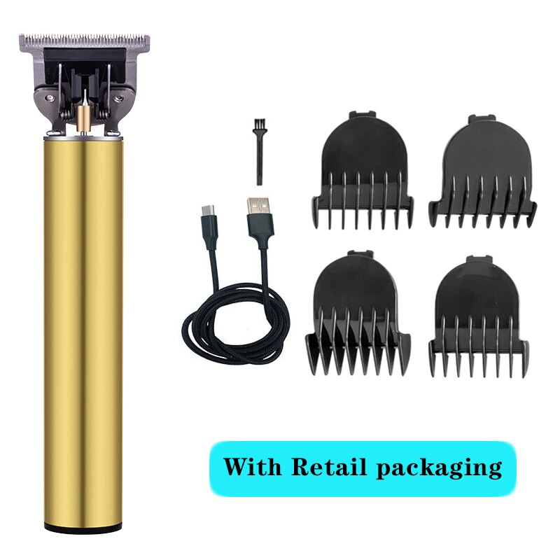 Close-cutting Digital Hairdresser Electric Hair Clipper Barber Men Hair Trimmer Rechargeable 0mm T- Blade Machine: gold3