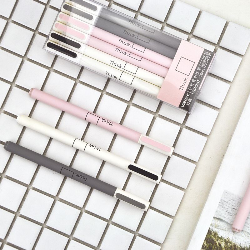 1pcs Cute Gel Pens Black Ink Pen fresh Think Ballpoint School Stationery Office Supply 0.5mm