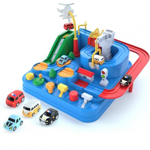 Adventure Rail Car Toy Simulation Educational Car Model Inertial Mini Vehicle for Children: Blue