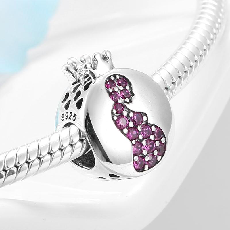 2021 bebê redondo pegada 925 prata esterlina coração contas caber encantos originais pulseiras fazendo: PC0336