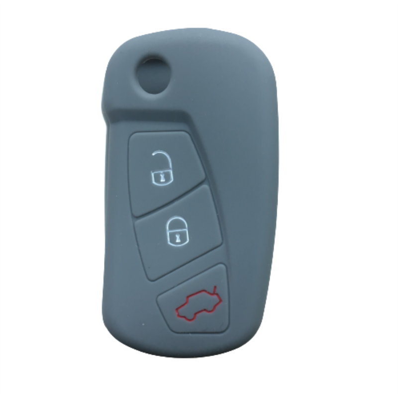 3 Buttons Silicone Car Key Case for Ford KA MK2 Aftermarket Folding Keychain Holder Remote Control Fob Protector Cover: Dark Grey