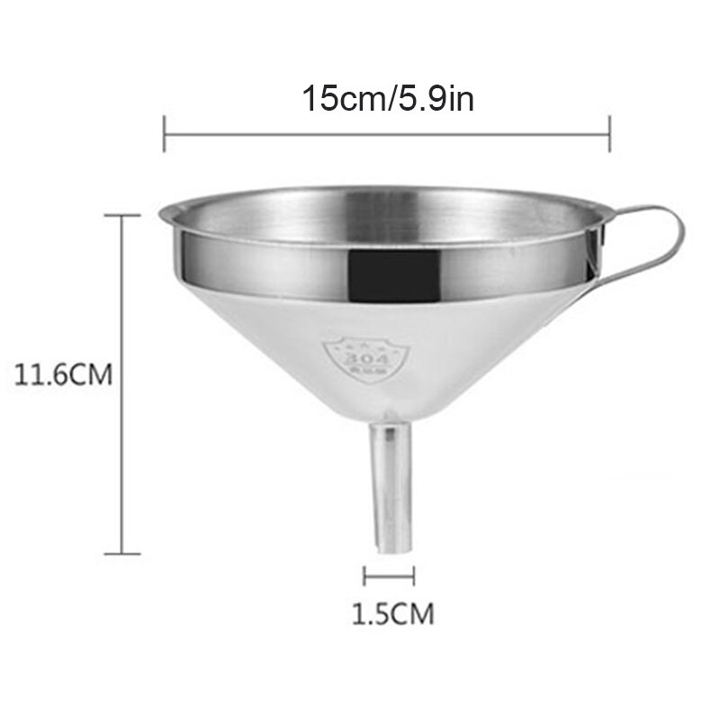 Tolva de aceite de cocina de acero inoxidable para líquidos, embudo de Metal, herramienta de accesorios, embudo de boquilla ancha para conservas, herramientas de cocina
