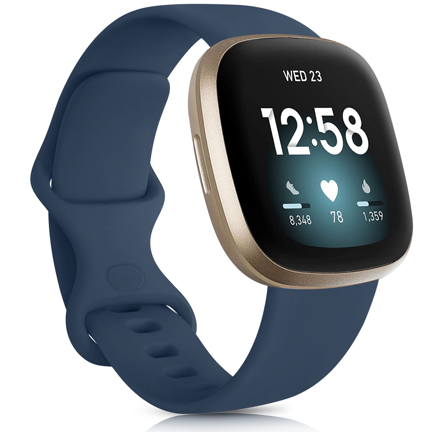 Siliconen Horloge Band Voor Fitbit Versa 3 Band Smartwatch Sport Armband Voor Fitbit Versa Gevoel Waterdicht Wrist Band Accessoires: navy blue / L(165-215mm)