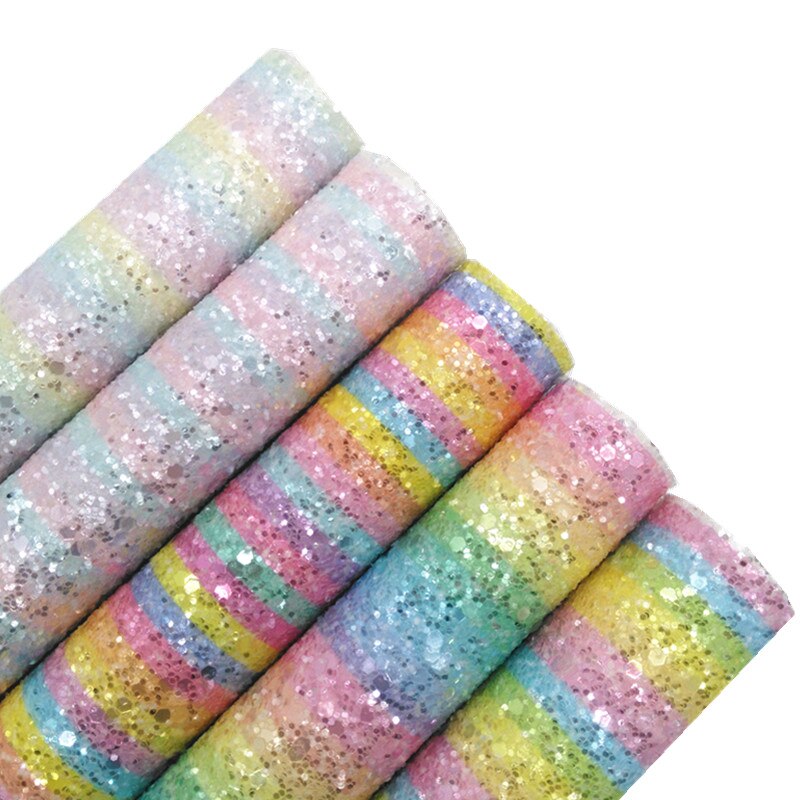 Sateenkaari raidat paksu glitter vinyyli kangas arkki huopa tausta synteettinen nahka tekovinyyli tee itse  a4 koko  r409a