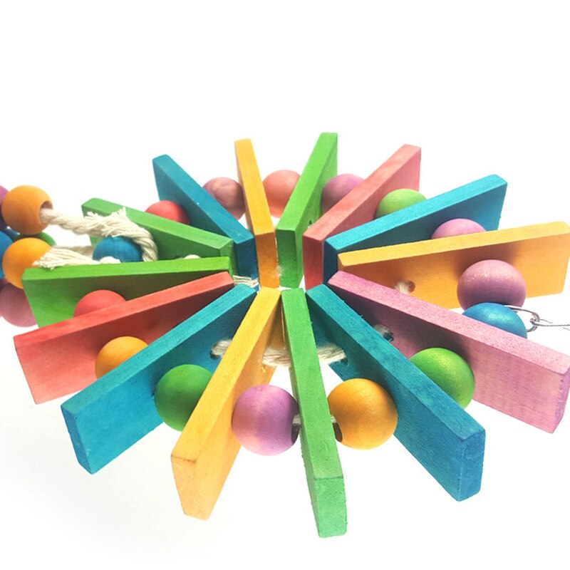 Pet Parrot Toys Wooden Hanging Cage Toys for Parrots Bird Funny Hanging Standing Toy Pet Bird Training Supplies