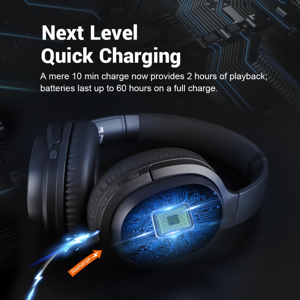 EKSA E5 Bluetooth 5.0 Headphones Active Noise Cancelling headphone 920mAH Wireless Headset With Mic For Phones Foldable Over-Ear