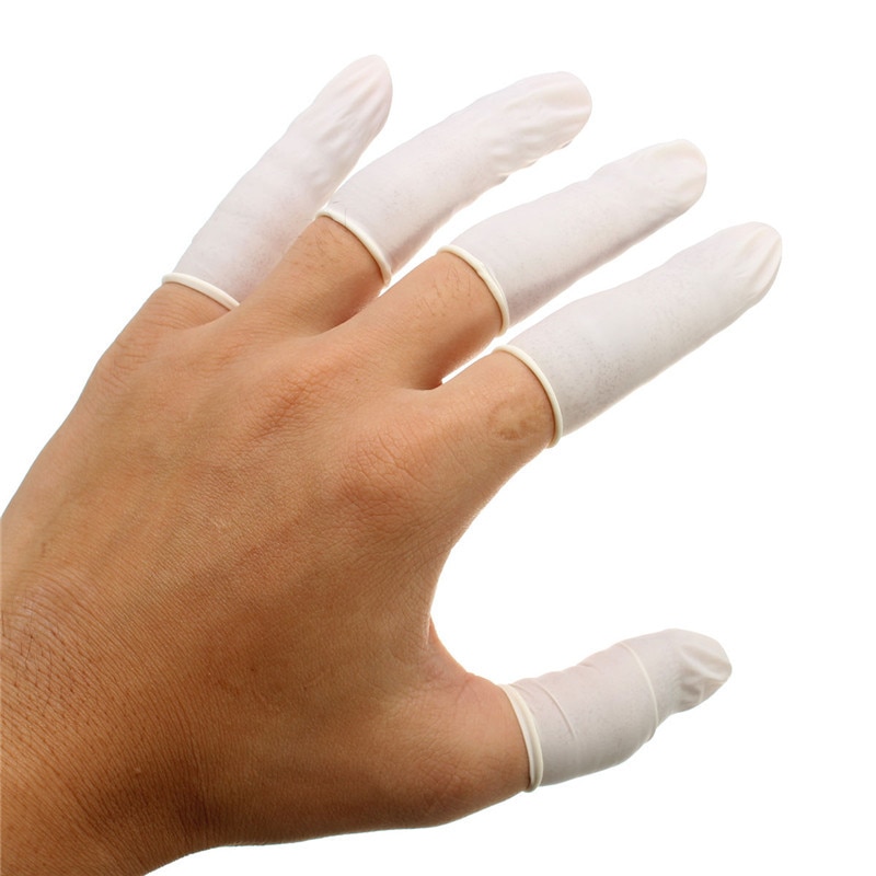 100 Stks Nail Art Tool Tattoo Rubber Vinger Babybedjes Antistatische Protectors Fabriek Workshop Handschoenen Wit Beschermende Bonding Tissue