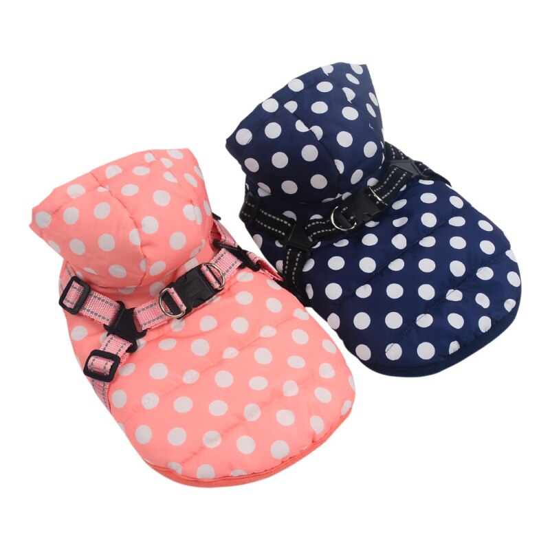 Pet Durable Dog Coat Chest Strap with Dog Harness Autumn Winter Skiing Costume Sleeveless Cotton Padded Vest Dog Clothes