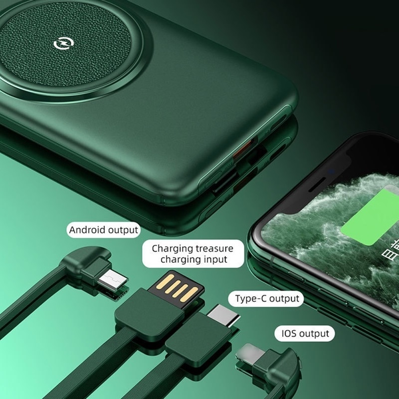 20000mAh Wireless Power Bank For Xiaomi iphone powerbank 10000mAh Invisible Power Display Portable External Battery With Cable