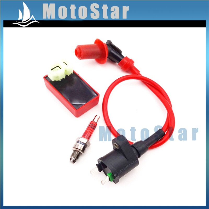Ignition Coil + 6 Pin AC CDI Box + A7TC Spark Plug For Chinese GY6 50cc 125cc 150cc Engine Moped Scooter ATV Quad Go Kart