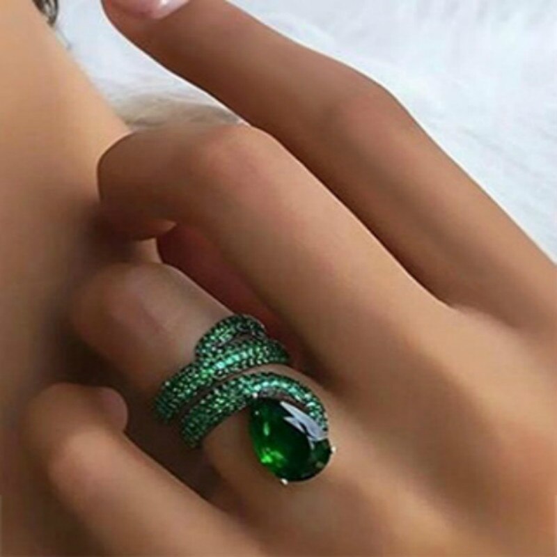 NPKDS Goth Bohemia 925 Sterling Silver Snake Rings for Women Luxury Zircon Stone Punk Rock Nightclub Ring Jewelry