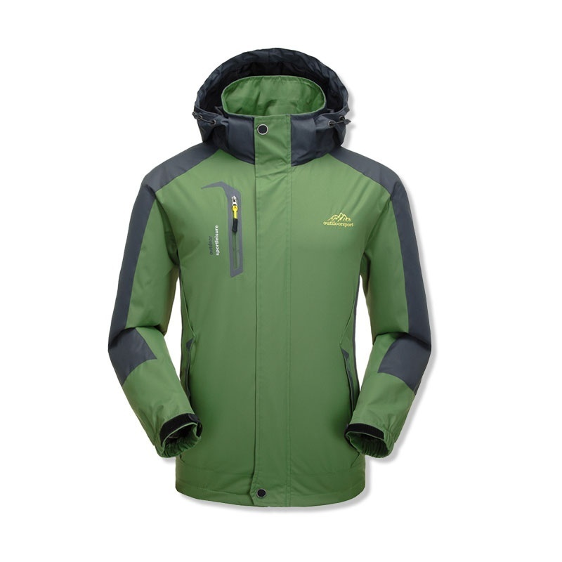Herre vanntett jakke med hette høst vinter softshell menn tilfeldig vindjakke utendørs sportsklær kåper varm glidelås hettegensere menn: Ønsker 91- grønne / L