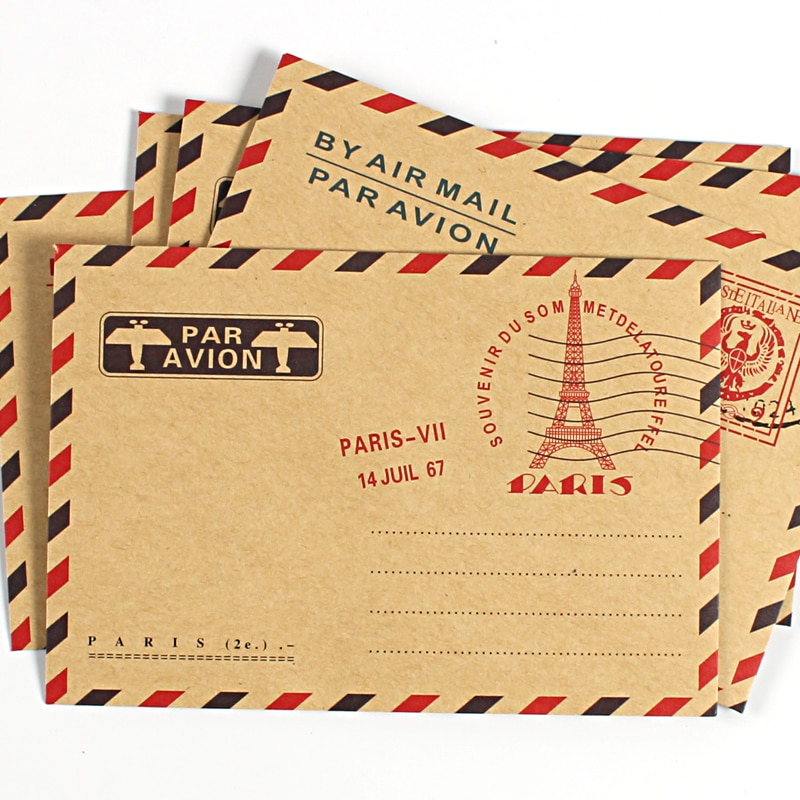 Enveloppes Vintage en papier Kraft, pour Invitations d&#39;affaires, carte postale, lettre, portefeuille pour , papeterie par courrier aérien, 10 pièces
