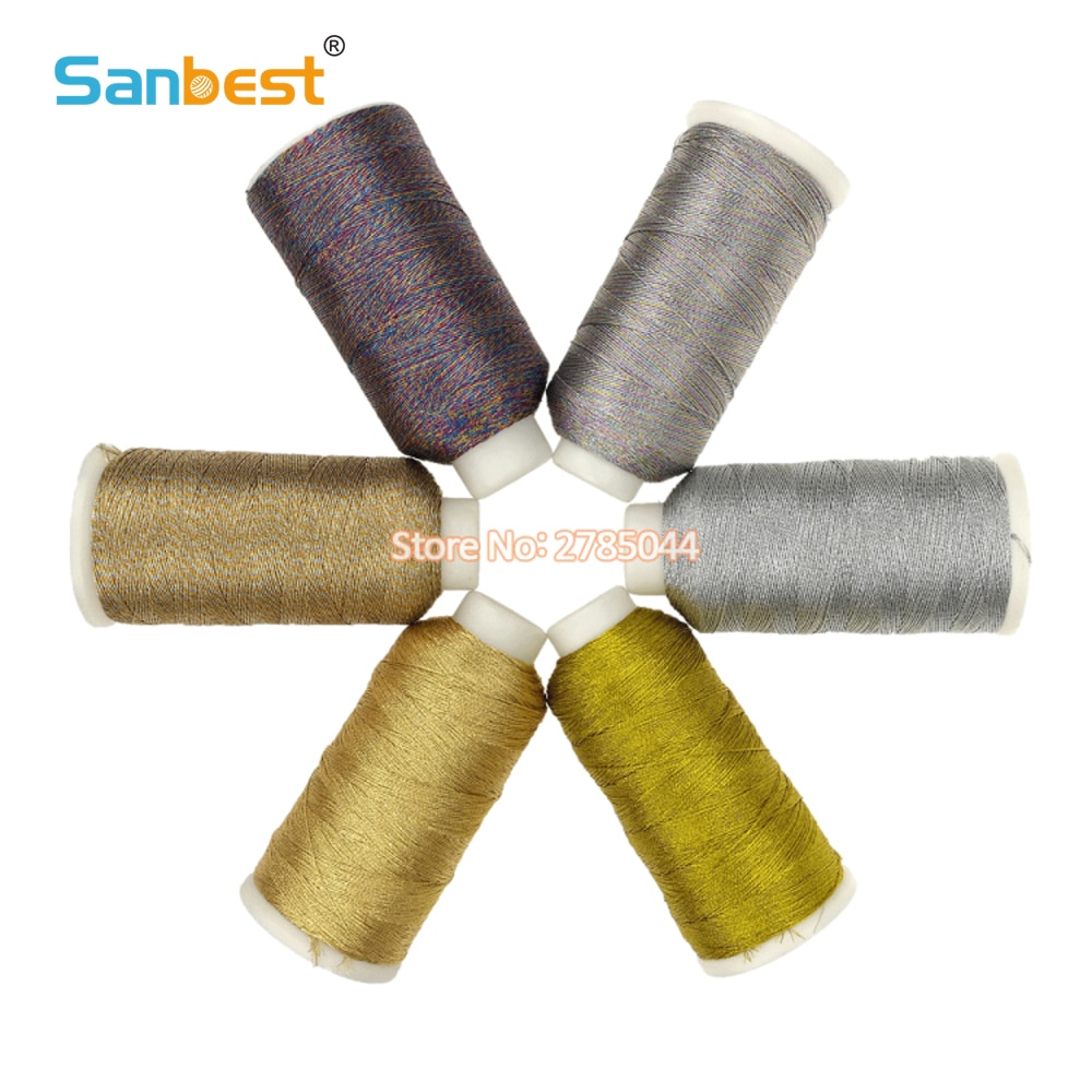 Sanbest 6 Strands Metallic threads Gold Bright Shiny Effect Jewellery Weaving Thread DIY Crafts String Cross Stitch TH00036