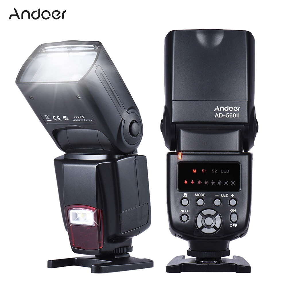 Andoer AD-560 II Camera Flash Speedlite Met Verstelbare LED Licht Invullen Universele Flitser voor Canon Nikon Olympus Pentax camera's