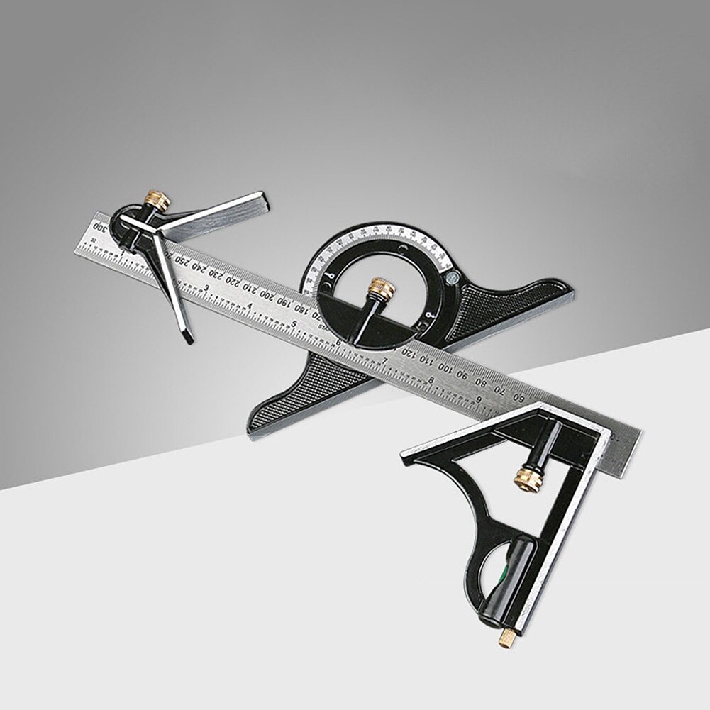 Multifunctional Angle Measuring Ruler Stainless Steel Adjustable Protractor Woodwork Hole Locator Measuring Tool