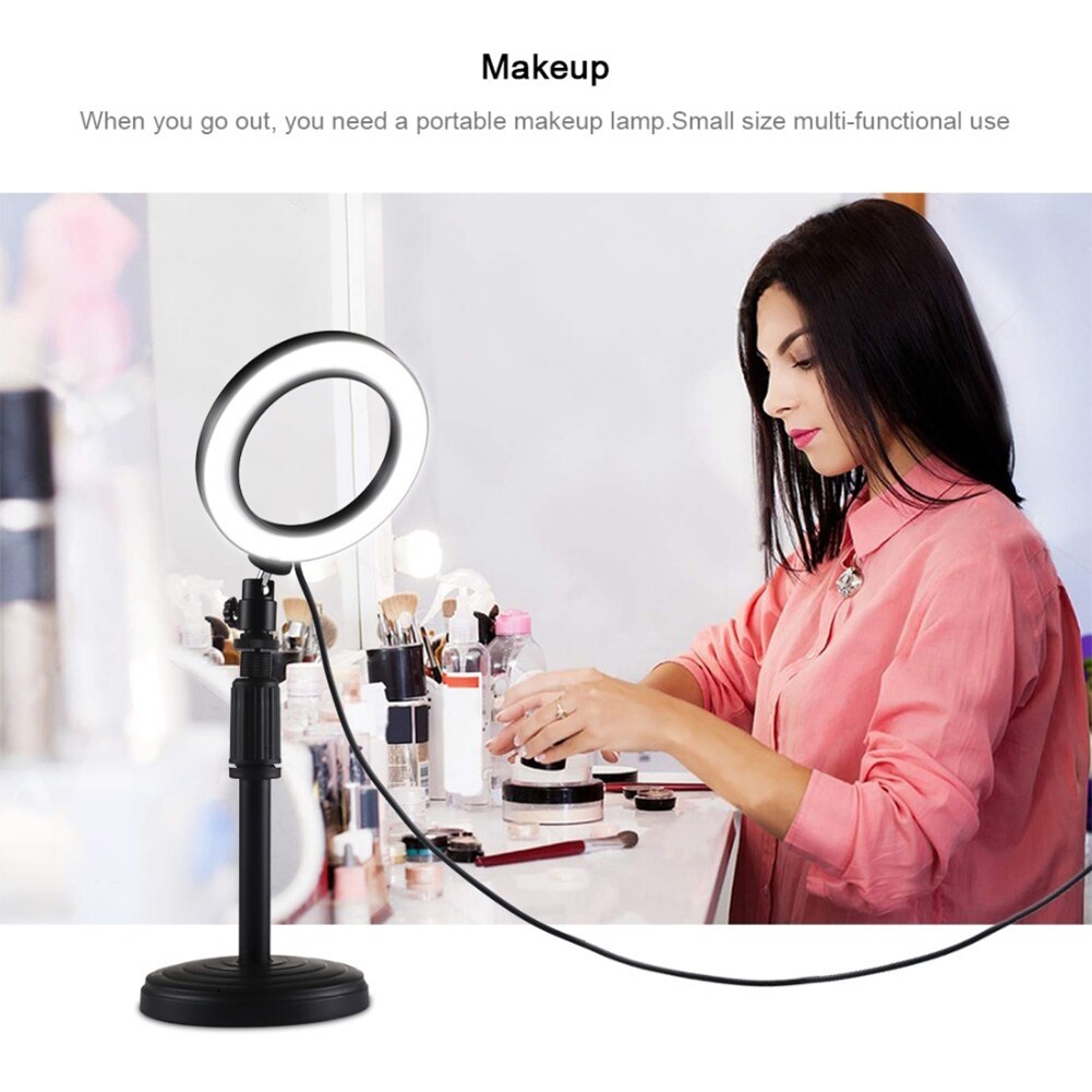 Justerbar 18 to 28cm højde metal skrivebord makeup lys desktop stand mount beslag til fotografering led makeup spejl ring lys