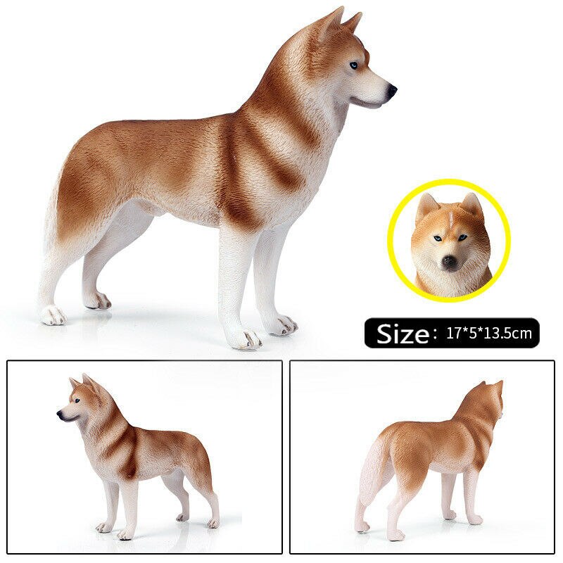 17CM Husky Figure Solid Simulation Animal Model Siberian Husky Ornaments Horse Figurines Action Figures Collection Kids Toys