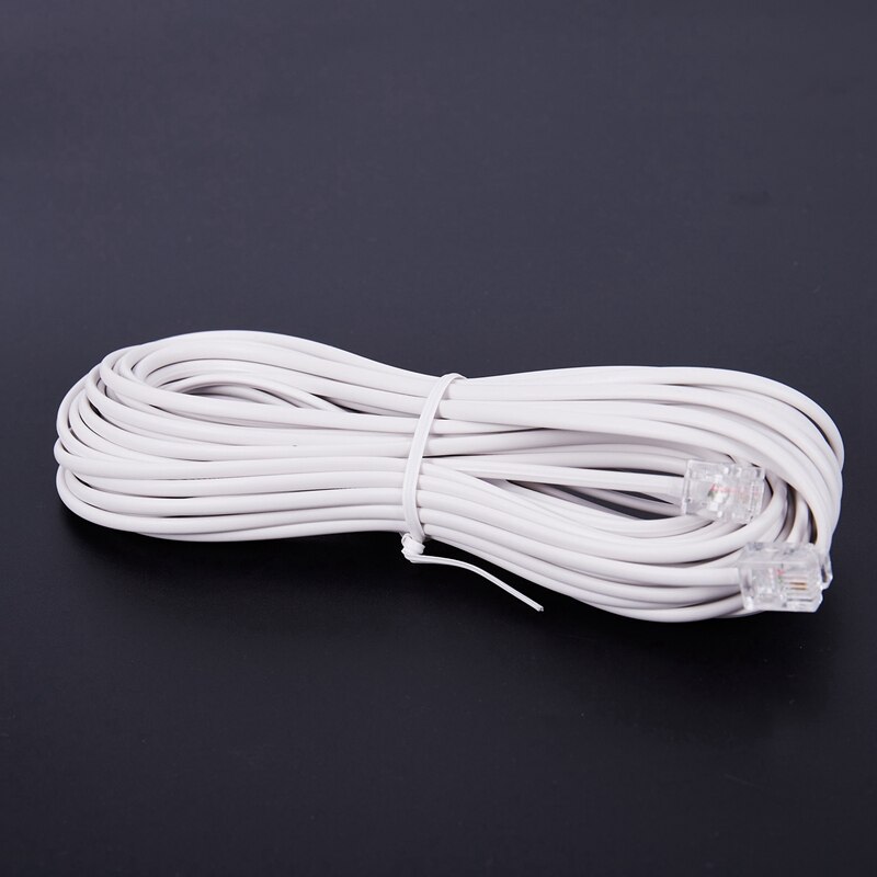 2 piezas 10M RJ11 Cable de extensión de conector de teléfono blanco