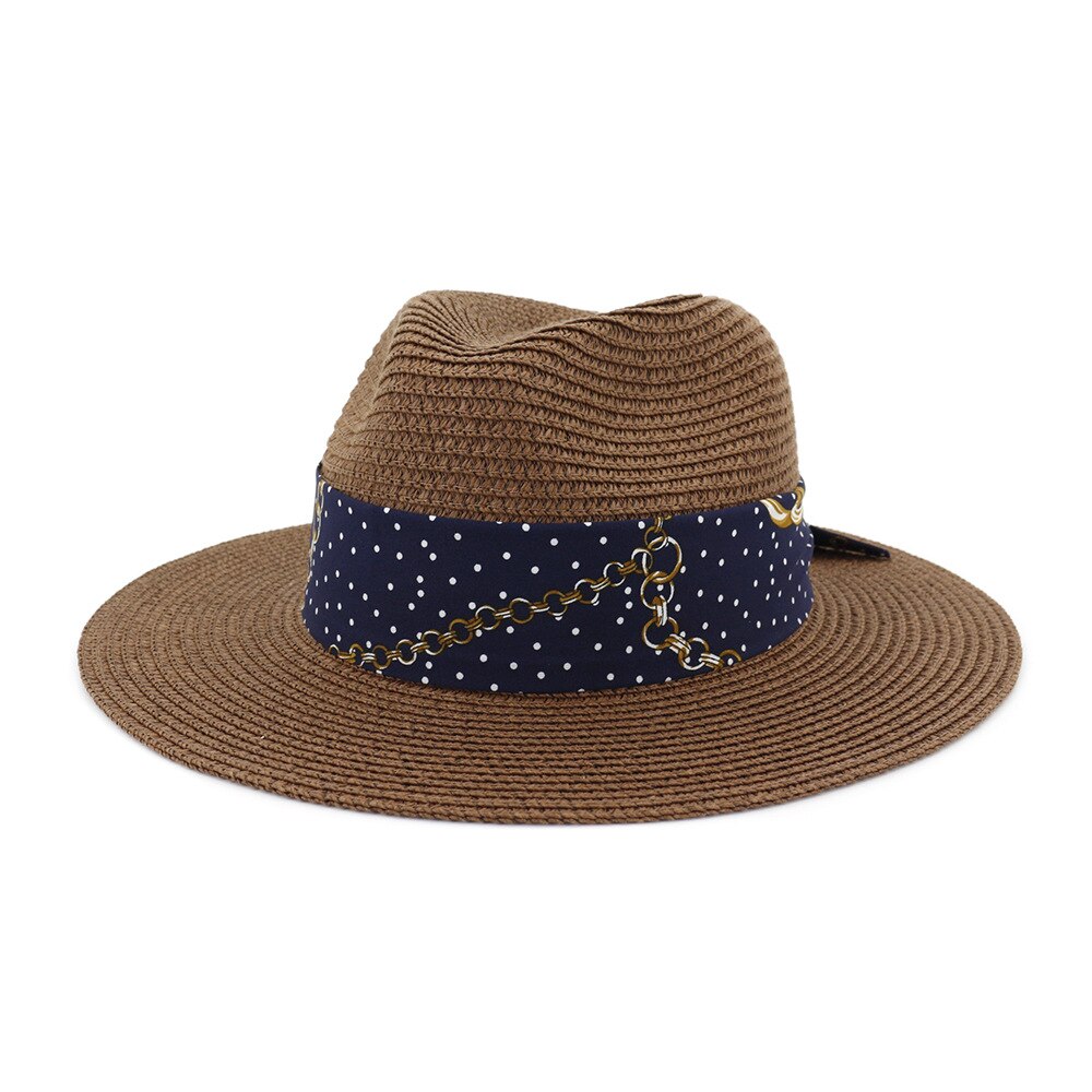 Bauhinia Spring Unisex Travel Cap Vintage Panama Hat Summer Beach Sun: Brown