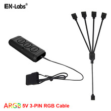 Molex 5V 3-Pin RGB ARGB AURA 3 Knop Controller w/2 3 4 5 RGB Splitter hub Adapter Kabel voor RGB Strip Verlichting Fans Koelers