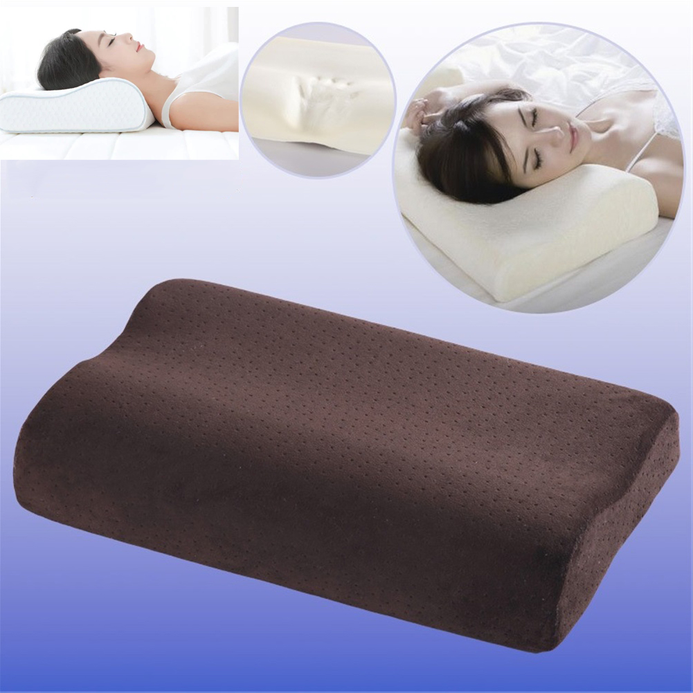 Almohada ortopédica grande de algodón para dormir, cojín de espuma viscoelástica de lujo para la cabeza, cuello, espalda y hombros, soporte para el dolor, respiración y cama: Marrón