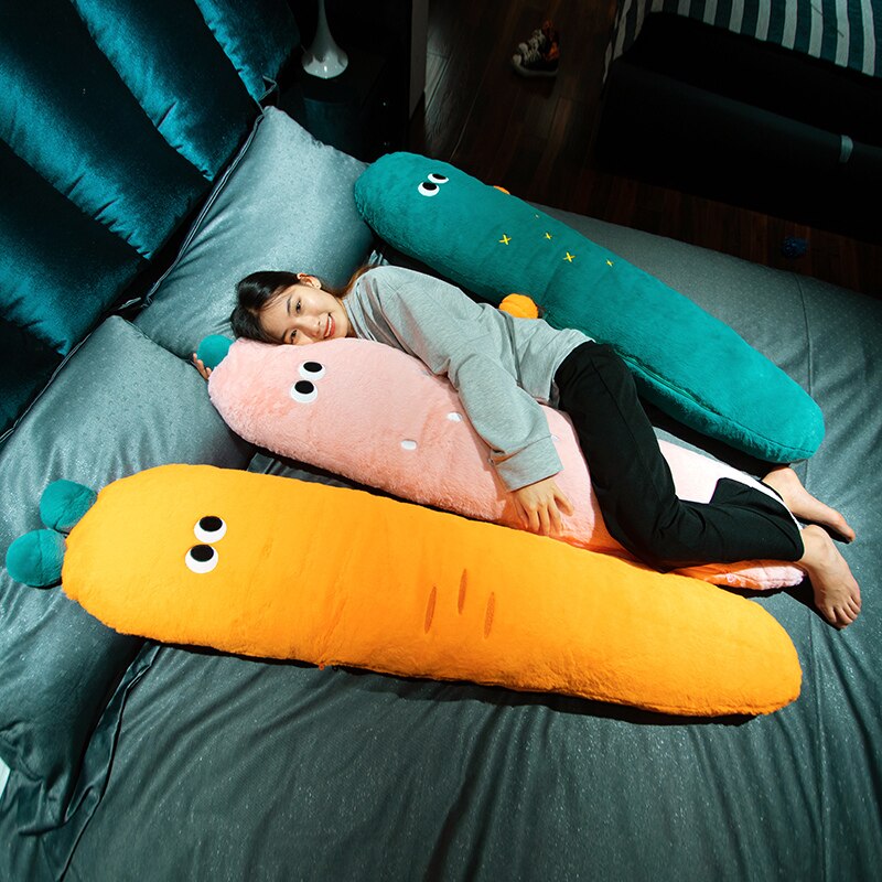 Cojín largo de fruta de Cactus zanahoria fresa, cojín de comida de imitación, de cumpleaños para niñas, almohada Kawaii, comida de felpa