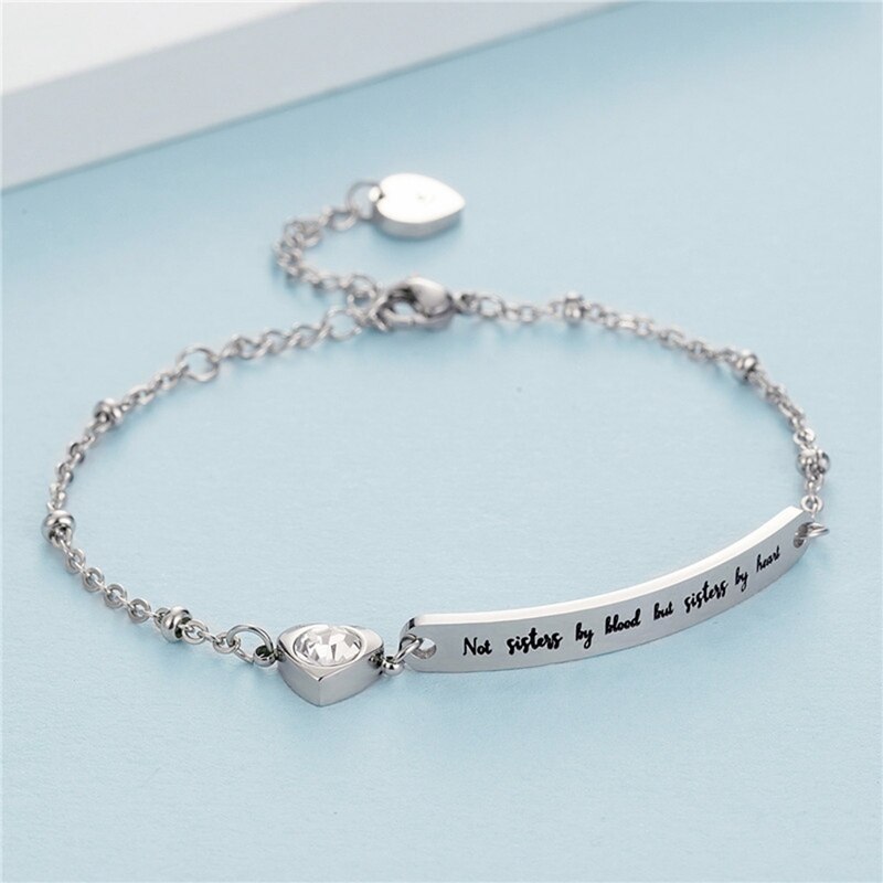 Rvs Beste Vrienden Armband Vriend Sieraden Vriendschap &quot;Niet Zusters Door Bloed Maar Zusters Door Hart&quot;