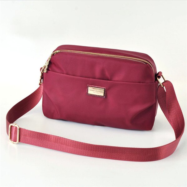 bolso de nylon para mujer, bolso Oxford impermeable, paquete con ranura para un hombro, bolso de ocio: Wine red