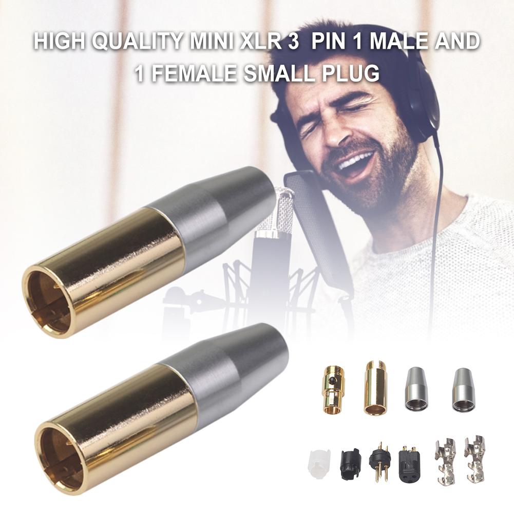 Mini XLR 3-pin small plug XLR audio microphone connector for straight microphone welding microphone