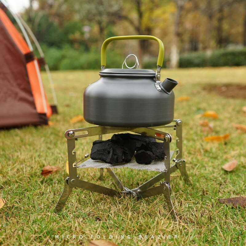 Outdoor Mini Draagbare Vuurkorf Instorten Staal Mesh Fire Stand Perfect Voor Camping Achtertuin En Tuin Met Draagtas