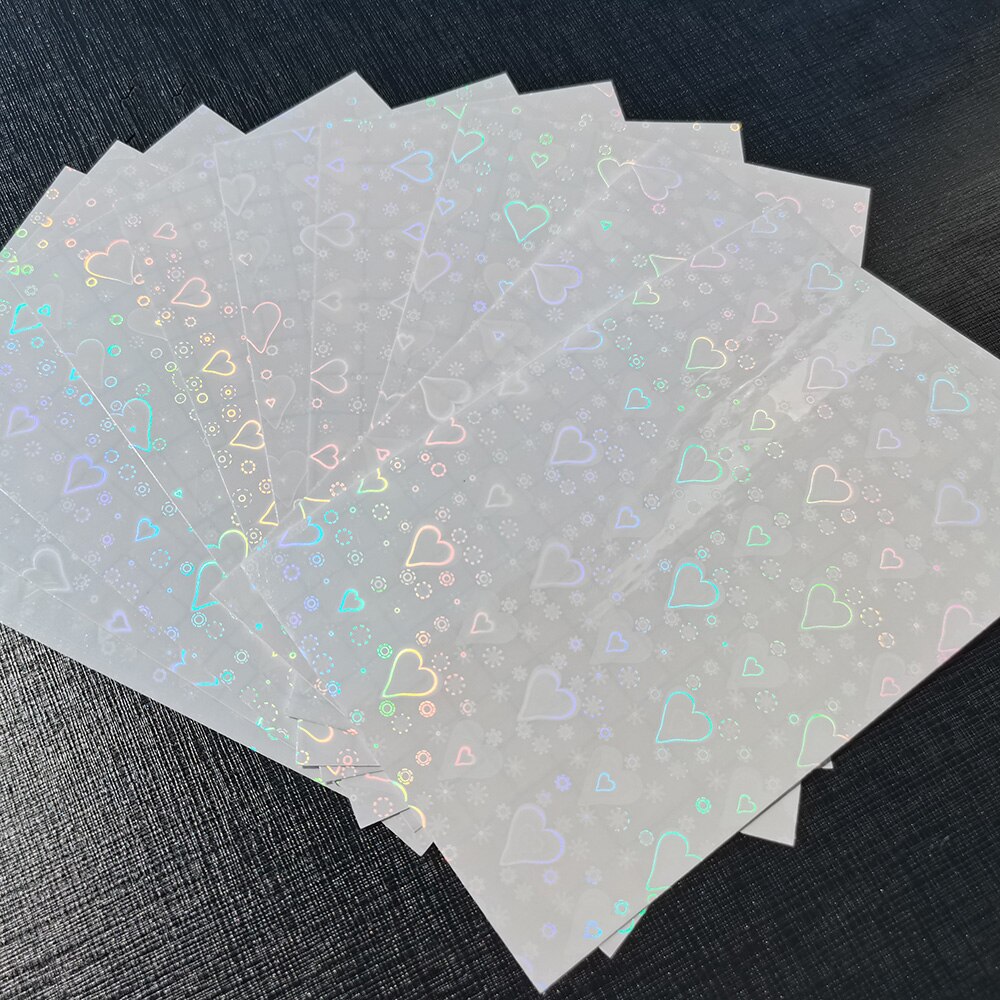 Plakband Terug Koud Lamineren Op Papier Plastic 50 Vellen 105X165Mm Diy Pakket Kleur Kaart Foto Lamineren film: Love Heart