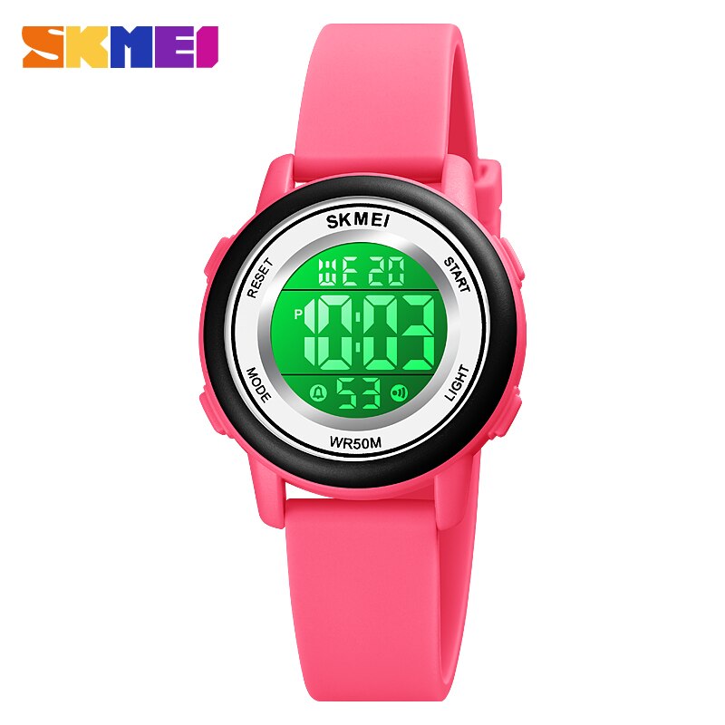 SKMEI LED Licht Digitale Kinder Sport Uhren Stoppuhr Kalender Uhr 5Bar Wasserdichte Kinder Armbanduhr Für Jungen Mädchen: Blau