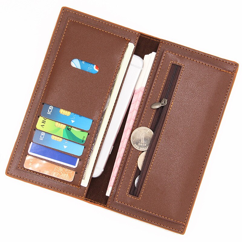 Billetera de cuero suave con patrón de cocodrilo para hombre, Cremallera larga, monedero, tarjetero