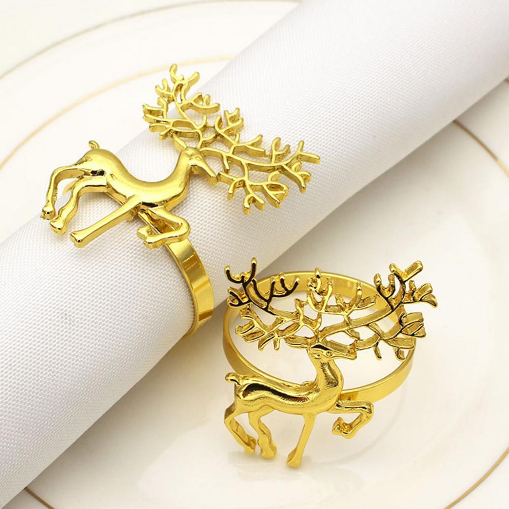 Napkin Ring Anti-Rust Dinning Towers Napkin Buckle Reused Napkin Holder Ring Delicate Xmas Deer Napkin Holder Ring