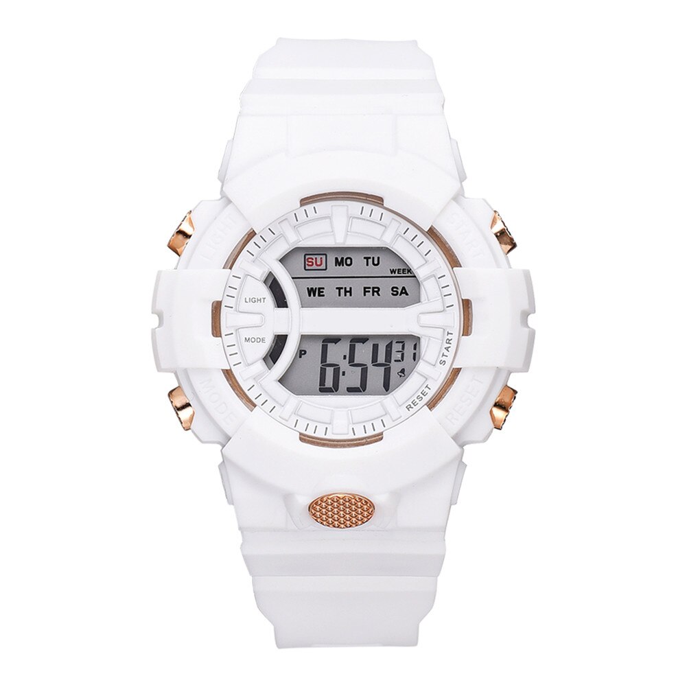 Digital Sports Watch LED Screen Large Face Electronic Simple Watch for Men Women Students H9: White