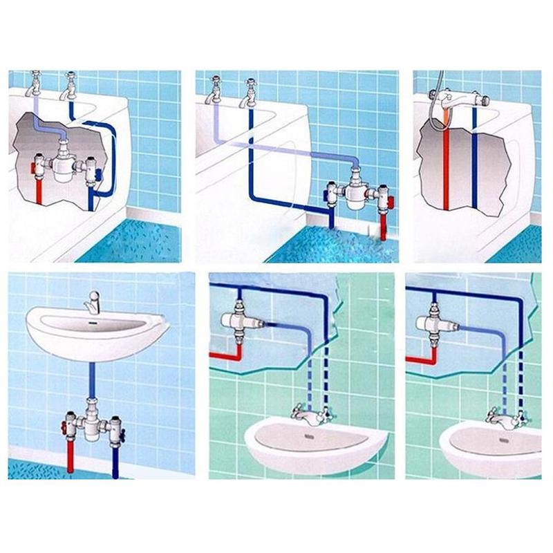 Brass G1/2 Male 3 Way Thermostatic Mixing Valve Control Shower Water Temperature F6T3