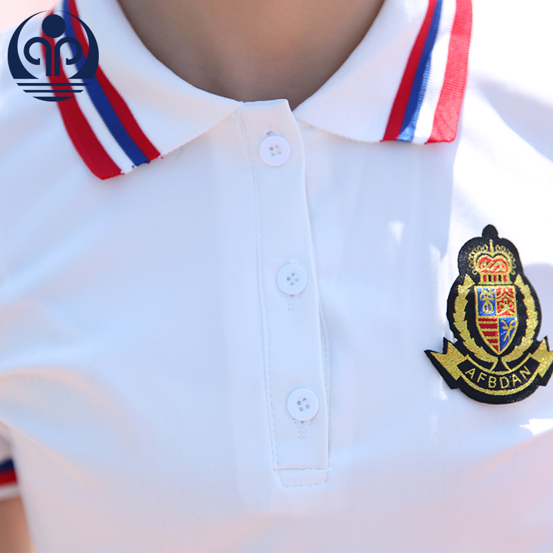 Students Summer School Uniform Boy Girls Polo Shirt School Wear Student Uniform Cheerleading Clothes Sportswear D-0563