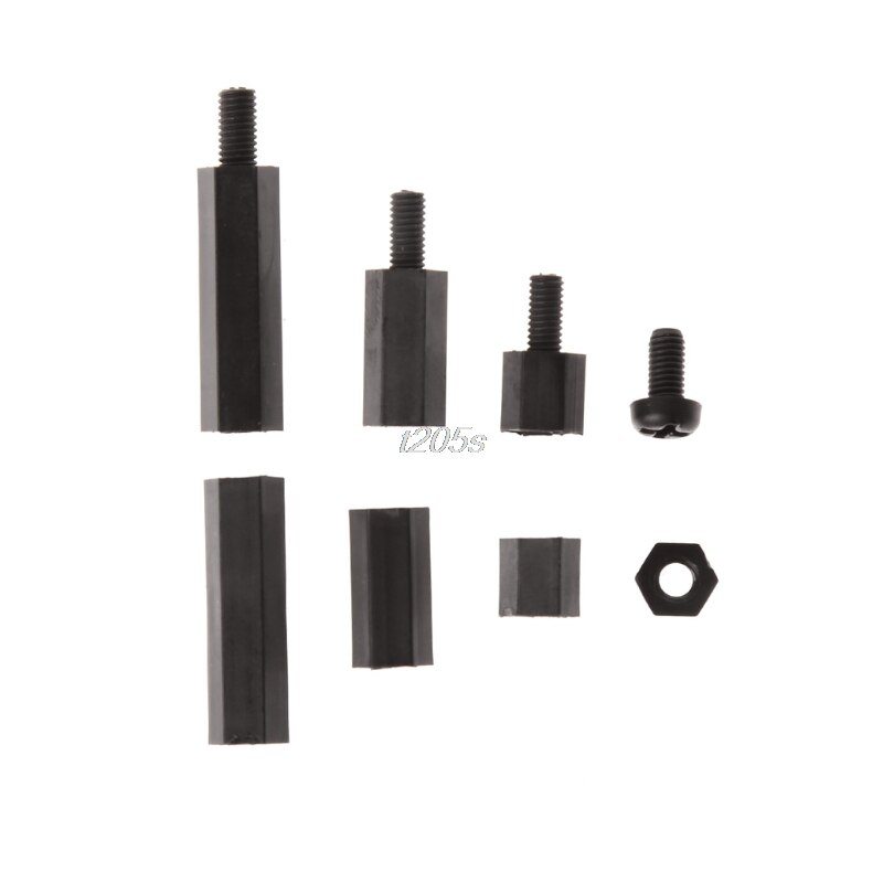 160Pcs M3 Nylon Schwarz M-F Hex Spacer Schraube Mutter Sortiment Kit Stand off Set Box T25 schiff