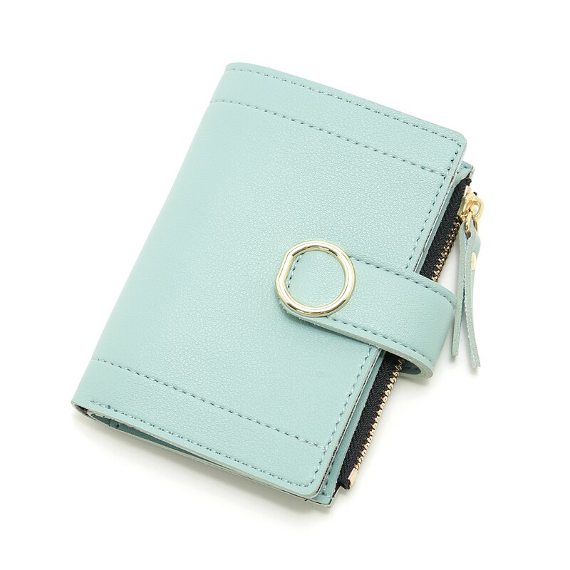 Women Leather Small Wallet Card Holder Solid Color Short Lovely Purse Zip Coin Purses Clutch Handbag Coin Purse: 3