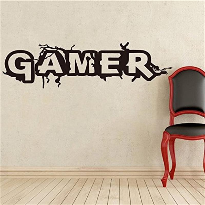 Gamer crack wall sticker for kids Room Bedroom Background Decorative Painting Paper poster Removable Carved Stickers