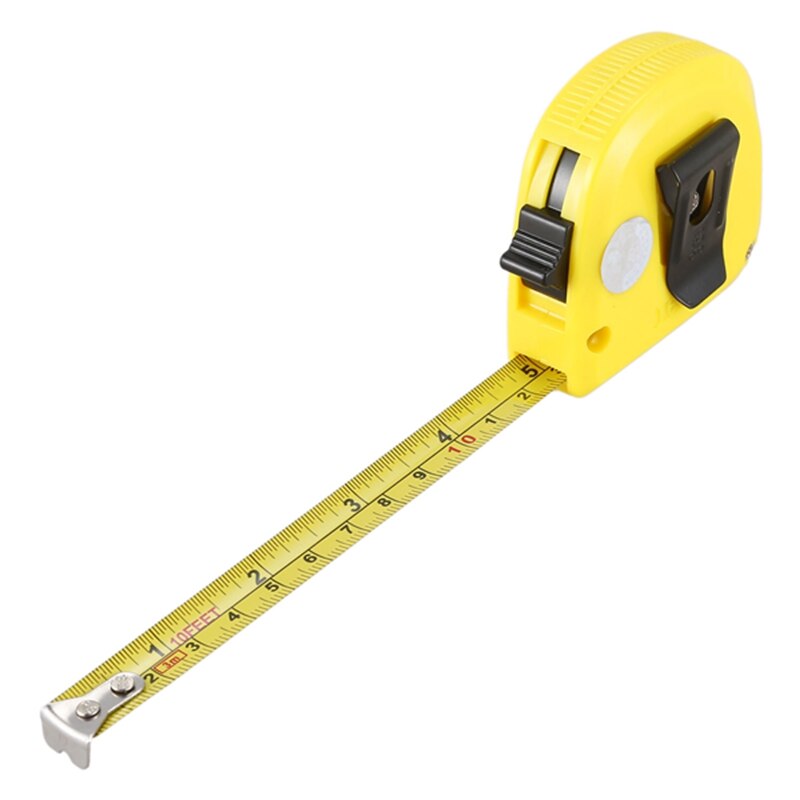 3 meter retractable yellow measuring tape, in steel, for measurements