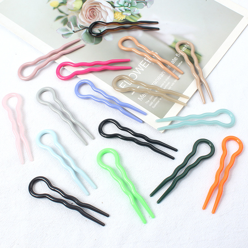 Retro moño para el cabello en forma de U palillos para el cabello Clip pasadores horquillas mujer niñas cola de caballo cabeza de albóndiga accesorios para el cabello dulces