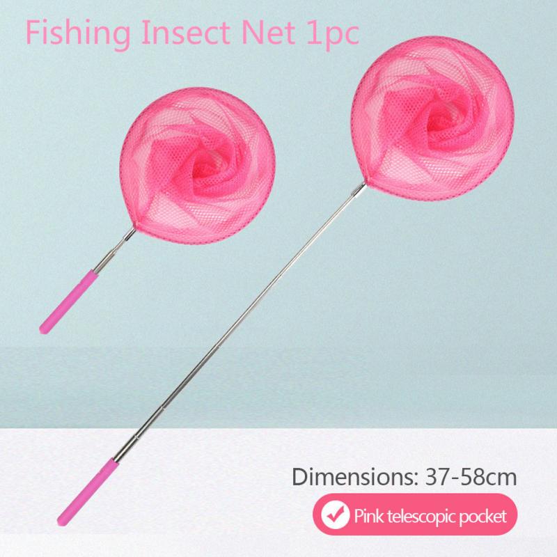 1 PC Kids Fishing Net Toy Insect Catching Butterfly Insect Mesh Retractable Stainless Steel Handle Small Fish Catching Net: 01