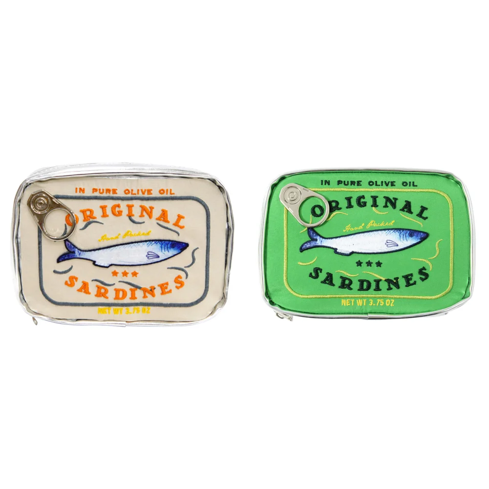 Bolsa de cosméticos bonita con forma de latas de sardinas, paquetes divertidos, bolsa de aseo portátil creativa, bolsas de maquillaje pequeñas y suaves con cremallera a la: Amarillo claro