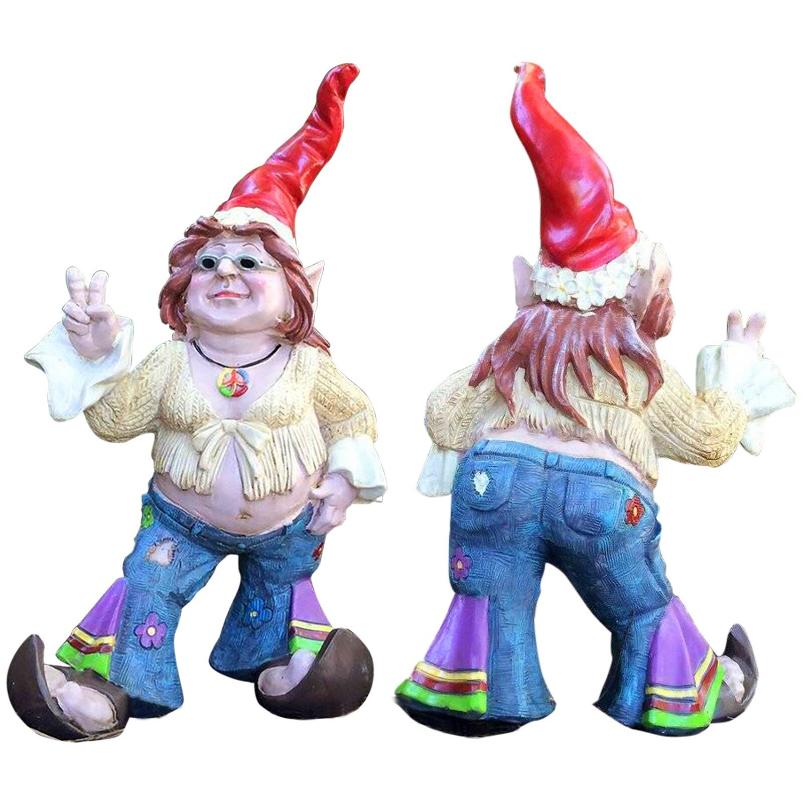 Garden Gnome Couple Statue – Hand-painted Gnome Garden Statues Weather-resistant Garden Decoration Outdoor Jardin