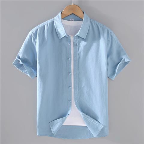 Ropa de estilo japonés para hombre, Tops de manga corta con una hilera de botones, cárdigan holgado informal, de Color sólido, verano 2023: XXXL / Azul