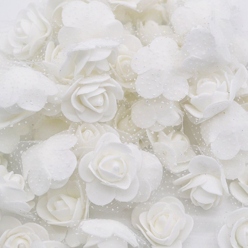 Mini roses en mousse de polyéthylène, 3.5cm, 50 fleurs/lot, têtes de fleurs artificielles, pour décorer un mariage, à la maison, pour l'artisanat: F01