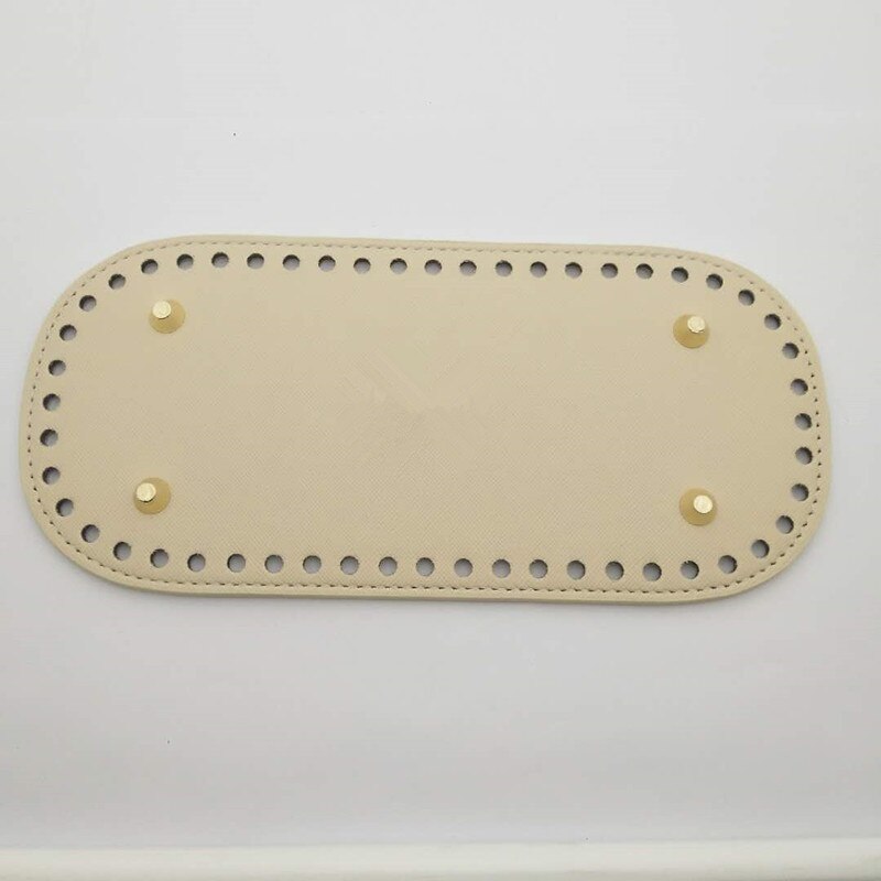 1 stk håndlavet pu læder bund med huller nitte til strikke taske håndtaske gør det selv kvinder skulder crossbody tasker tilbehør: Beige