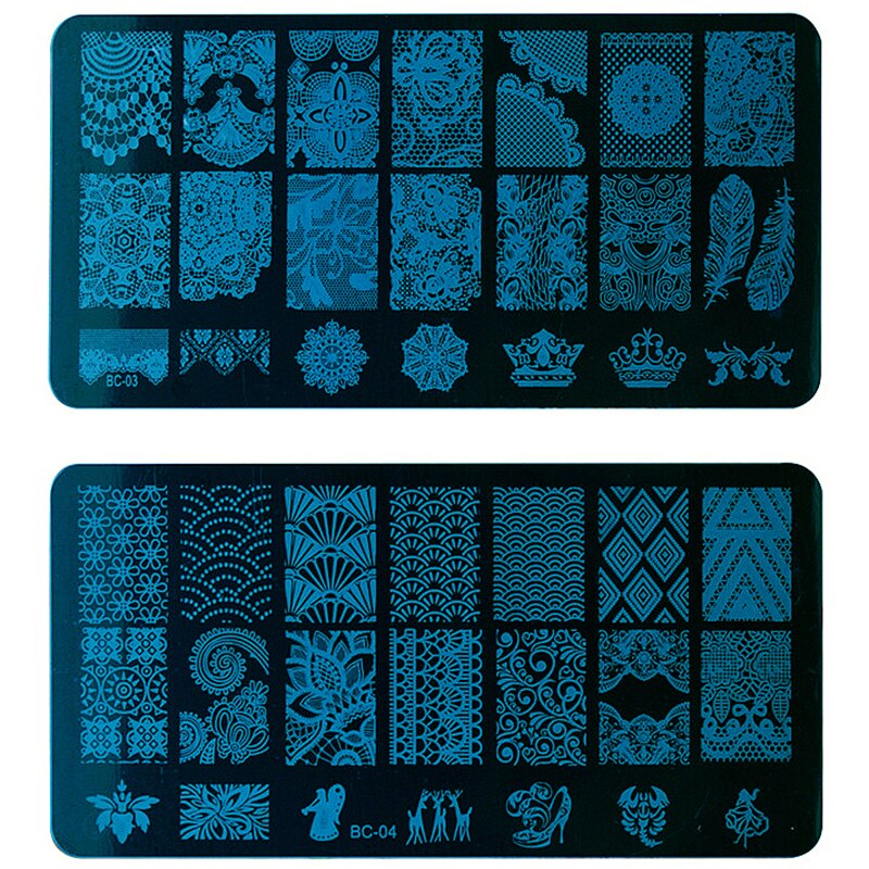 2 Stuks Schoonheid Bloem Kant Nail Art Stamping Plates Nail Decoratie Stempel Plaat Gereedschappen BC0203